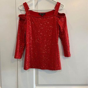 Holiday Red Sequin top - INC - XS
